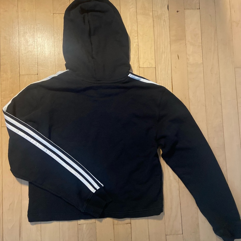 Adidas Black Cropped Hoodie Sweatshirt - Picture 3 of 3